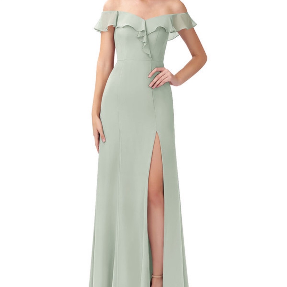 Azazie Floor Length Bridesmaid Dress Silver A2